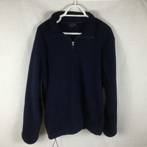 Lands End Men Blue DEEP PILE Fleece Jacket